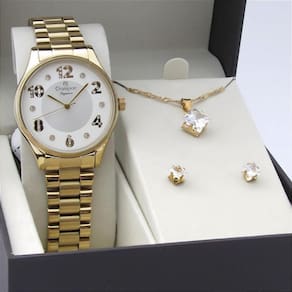 Kit Relógio Champion Feminino CN24002W Colar + Brincos