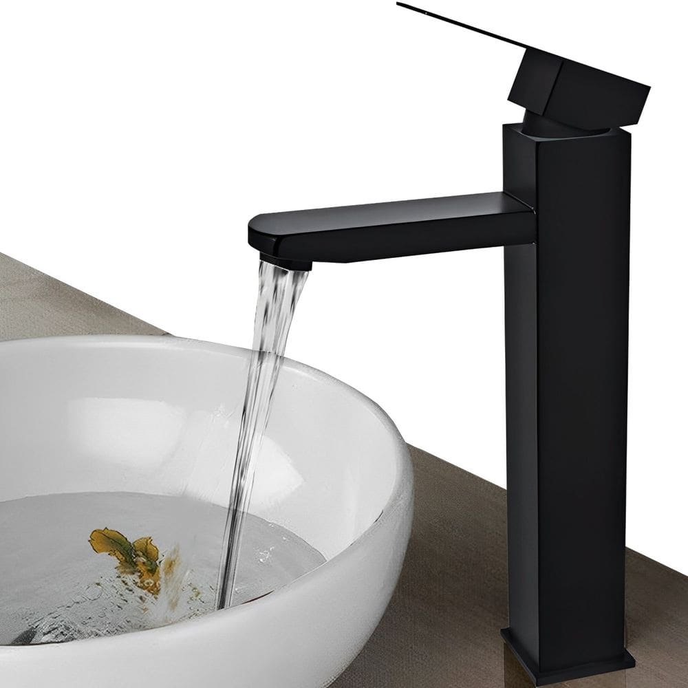 Torneira de Banheiro Preta Monocomando Misturador Bica Alta para Cuba de Sobrepor