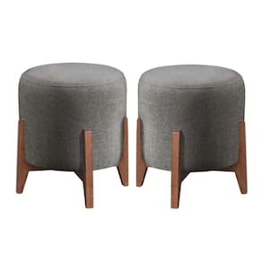 Kit 2 puff Decorativo para Sala Redondo Luxo Dubai Suede