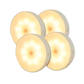 Kit 4 Lâmpada Luminária Sem Fio Recarregável USB Com Sensor de Movimento e Luminosidade