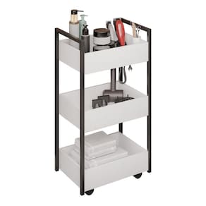 Carrinho Auxiliar Para Salão De Beleza Laís 50cm Em Aço Com Rodízios Branco - Desk Design