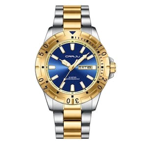 Relógio De Quartzo Em Aço Inoxidável Impermeável Masculino Clássico Analógico Azul Dourado