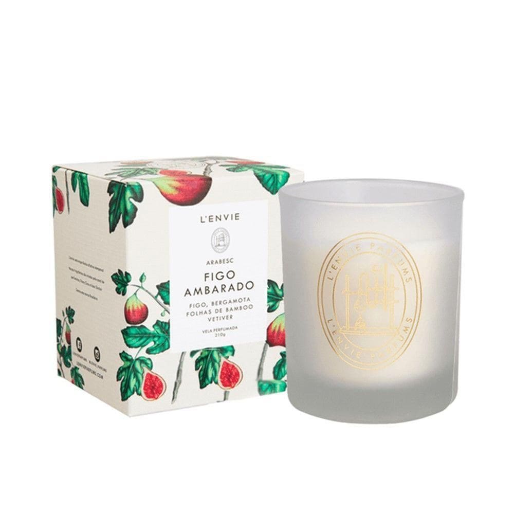 Vela Perfumada Lenvie Linha Arabesc Figo Ambarado 210g