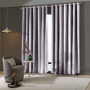 Cortina Blackout Quarto Cinza Pratika Cromo 3,00 x 2,30 Voil Com Forro Corta Luz PVC Bella Janela