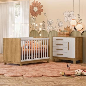 Quarto Infantil Completo Lion 1 Porta 4 Gavetas Branco/Freijo - Pnr Móveis