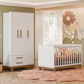 Quarto Infantil Completo Lion 3 Portas 2 Gavetas Branco - Pnr Móveis