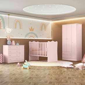 Quarto Infantil Completo Iris 4 Portas 6 Gavetas Rosa - Pnr Móveis