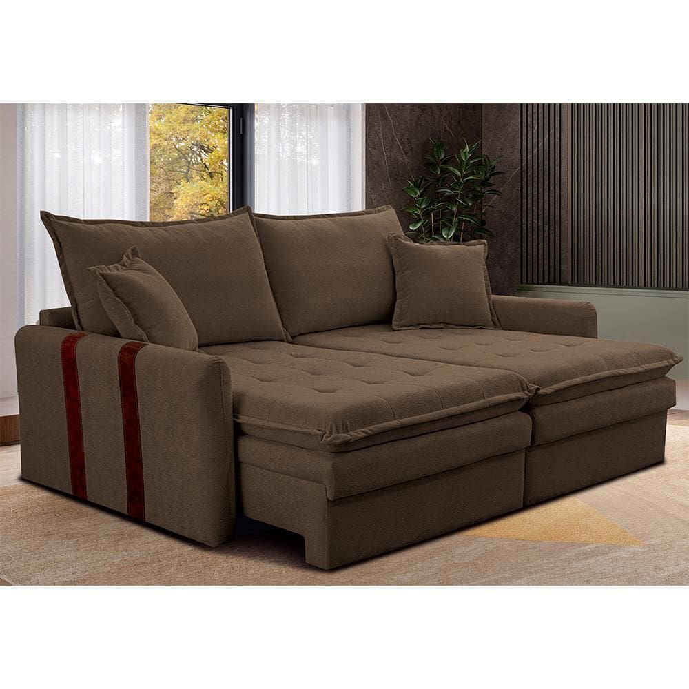 Sofá Baú Sem Caixa Retrátil 2,00m SoftGel Bonnie. Boucle Cama inBox