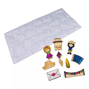 Kit 10 Formas Placa Acetato Apliques Festa Junina Para Bombom Trufa e Chocolate Bwb - CÓD: 9738