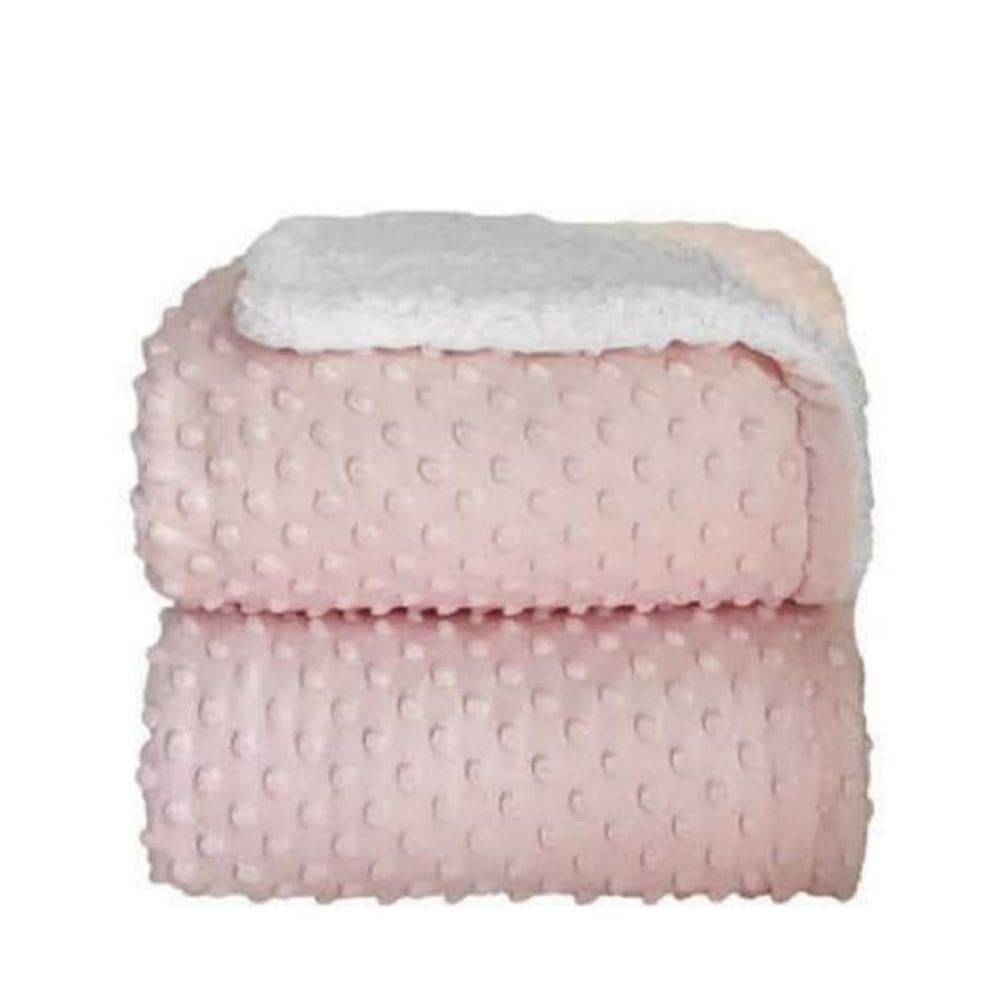Cobertor Bebê Com Sherpa Dots Rosa Bebê