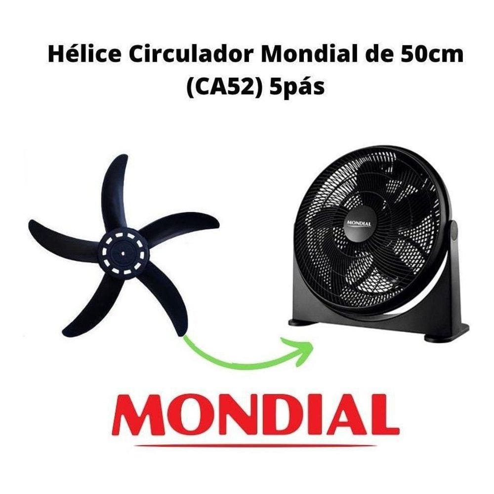 Hélice Para Circulador Mondial Ca-52 Furo 1/2 Lua 50Cm Preta