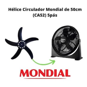 Hélice Para Circulador Mondial Ca-52 Furo 1/2 Lua 50Cm Preta