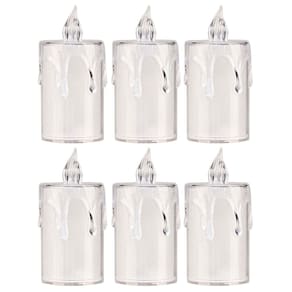 Jogo 6 Mini Velas Eletrônica Cristal LED Branco Quente 7,7cm - Art Christmas