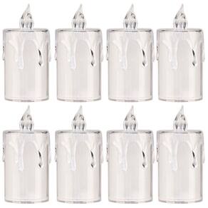 Jogo 8 Mini Velas Eletrônica Cristal LED Branco Quente 7,7cm - Art Christmas