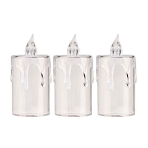 Jogo 3 Mini Velas Eletrônica Cristal LED Branco Quente 7,7cm - Art Christmas