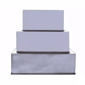 Kit 3 Formas Quadradas Para Bolo 25, 30 E 35cm X 10cm Altura em Aluminio