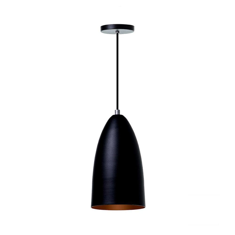Lustre Pendente Bala Alumínio M Preto 22Cm