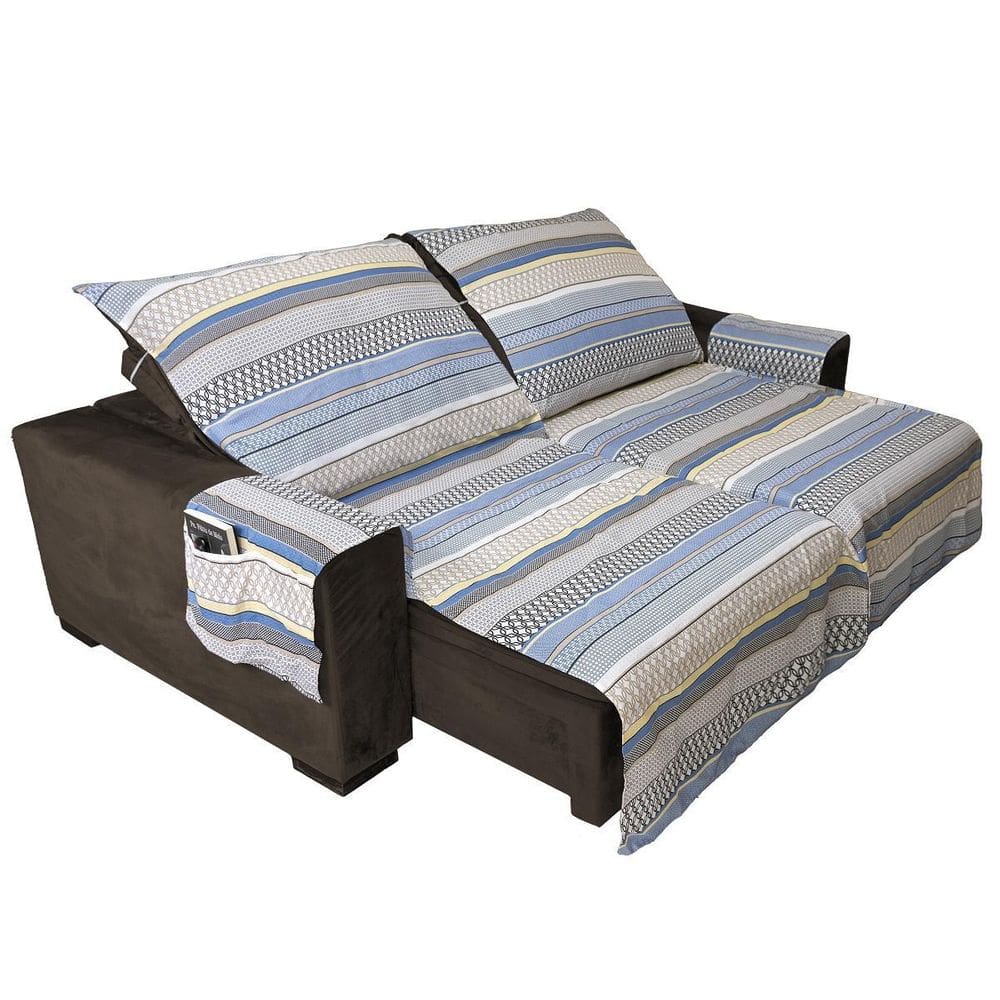 Protetor De Sofa Retratil Estampado De Listras 1,80 X 2,40M