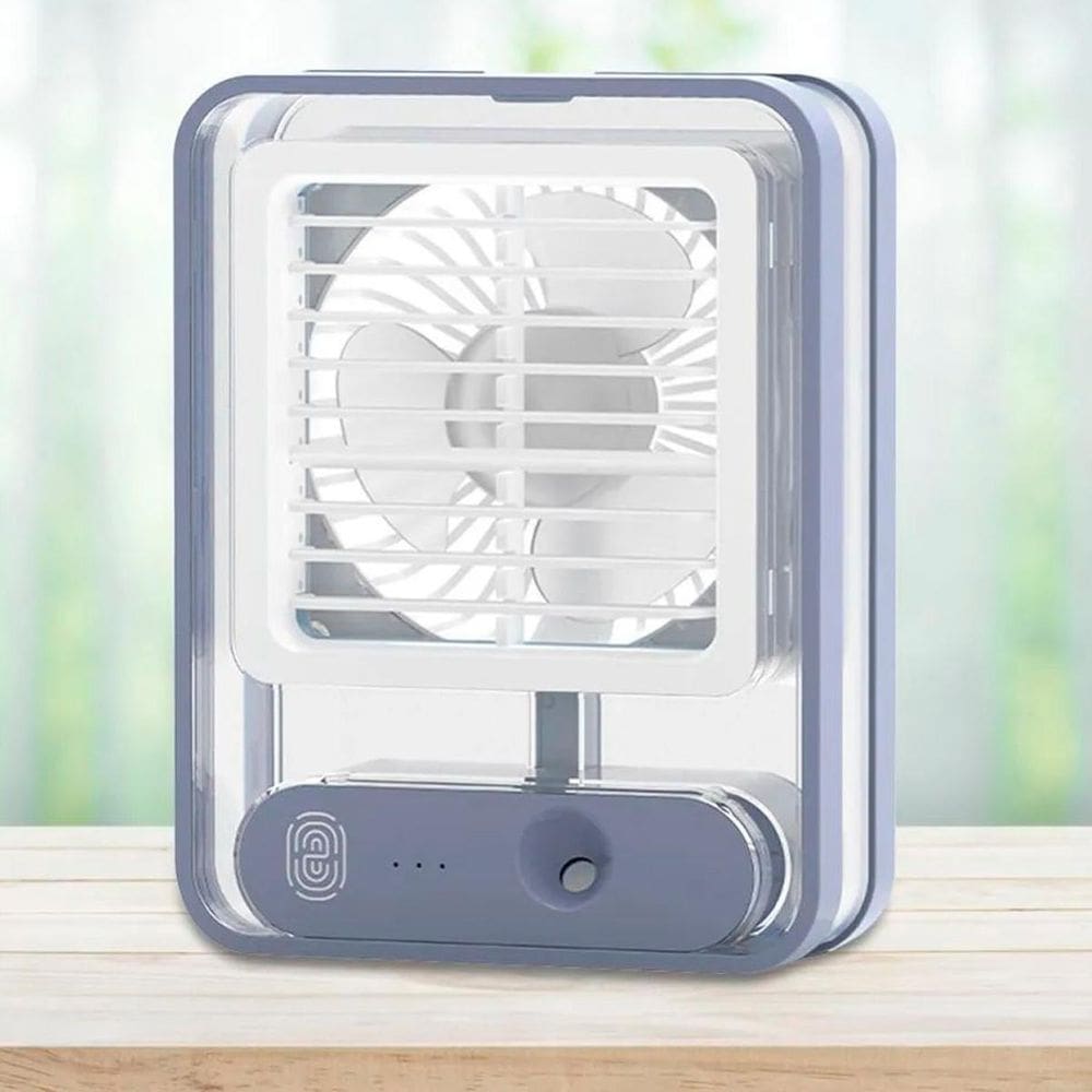 Mini Ventilador Refrigerador Umidificador De Ar Com Luz Led