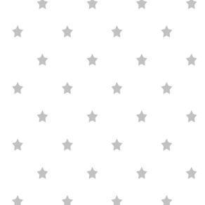 Papel De Parede Branco E Estrelas Cinza Autocolante Sala