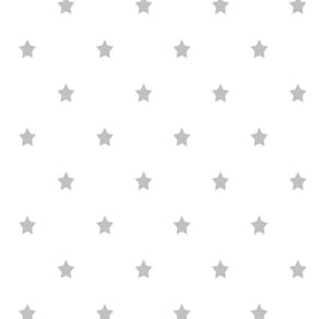 Papel De Parede Branco E Estrelas Cinza Autocolante Sala