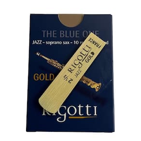 Palheta Sax Soprano 2.5 Rigotti Jazz Gold Strong Rgjss25s