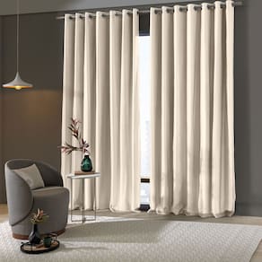 Cortina Blackout Quarto Areia Pratika Cromo 3,00 x 2,30 Voil Com Forro Corta Luz PVC Bella Janela
