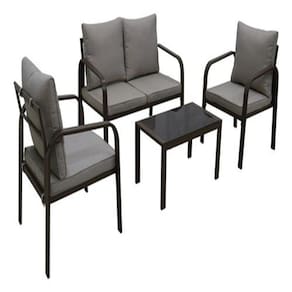 Conjunto Jardim Varanda Em Aço Mesa 2 Cadeiras E 1 Poltrona