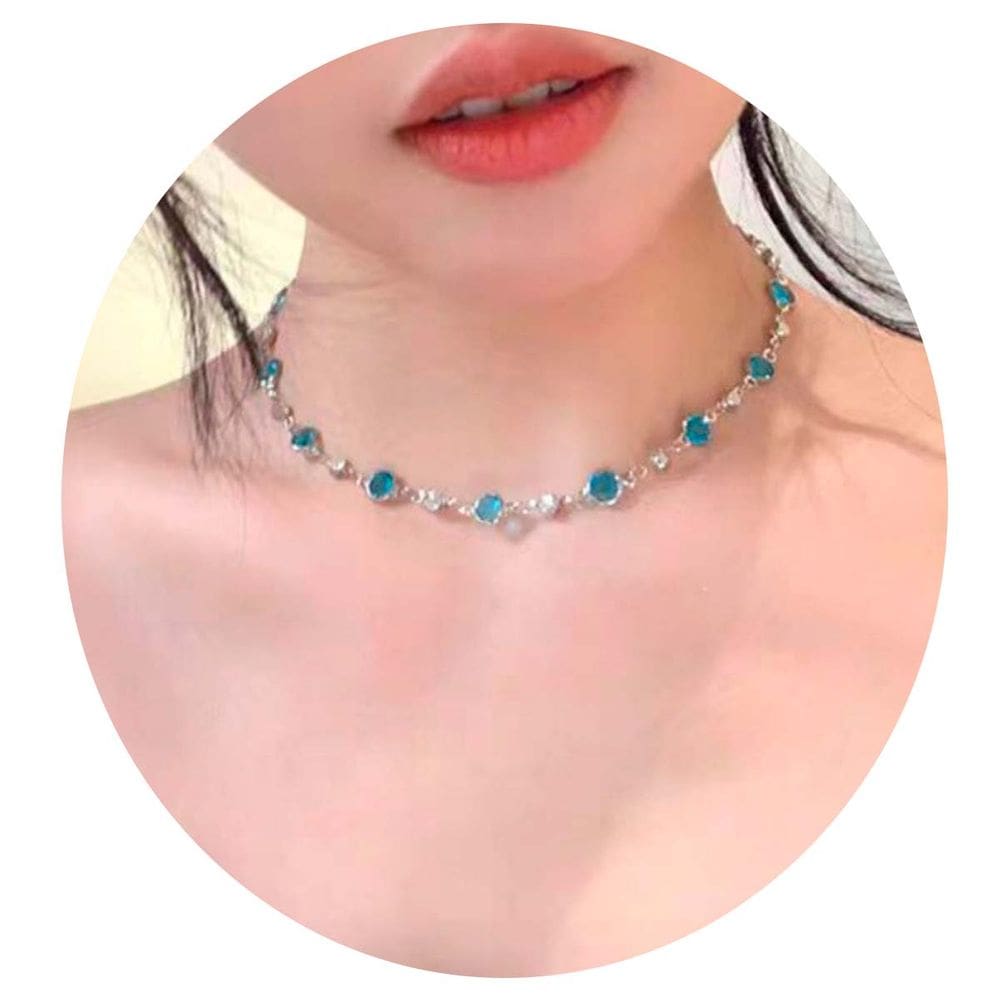 Colar Feminino Gargantilha Prateado  Minimalista Zirconia