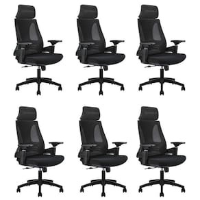 Kit 6 Cadeiras Office Diretor Toledo com Apoia Cabeça e Braços 3d Nr17 Preto