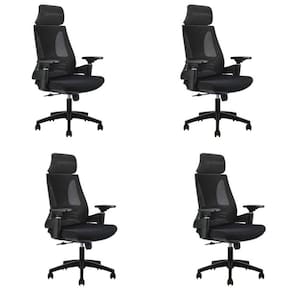 Kit 4 Cadeiras Office Diretor Toledo com Apoia Cabeça e Braços 3d Nr17 Preto