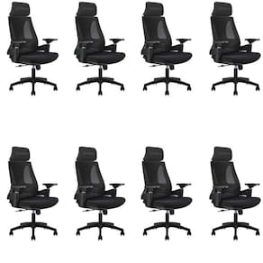 Kit 8 Cadeiras Office Diretor Toledo com Apoia Cabeça e Braços 3d Nr17 Preto