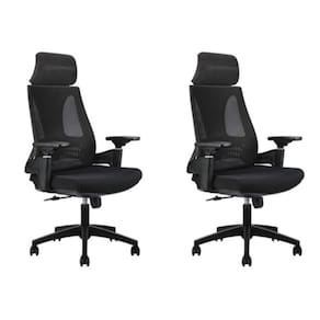 Kit 2 Cadeiras Office Diretor Toledo com Apoia Cabeça e Braços 3d Nr17 Preto