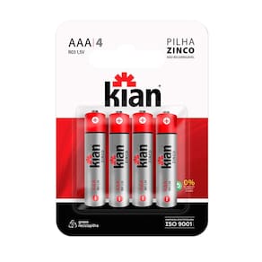 Pilha Palito AAA Zinco com 4 Kian 14246