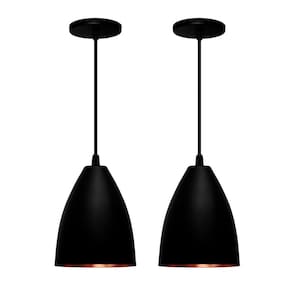 Kit 2 Pendentes Vegas Preto Interior Bronze