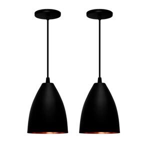 Kit 2 Pendentes Vegas Preto Interior Bronze