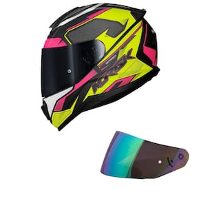 Capacete Norisk Razor Speed Max Preto Rosa e Amarelo Fosco Mais Viseira Camaleão