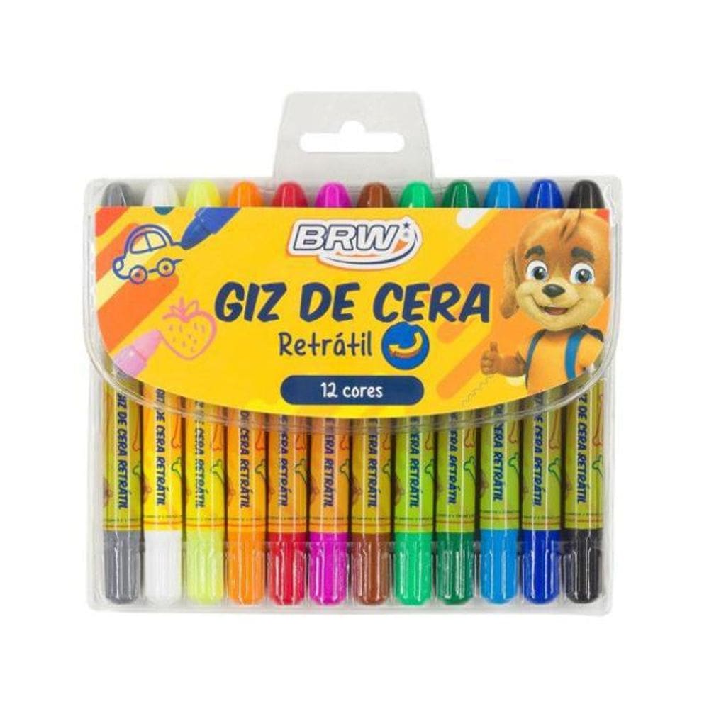 Giz De Cera Retrátil 12 Cores Brw