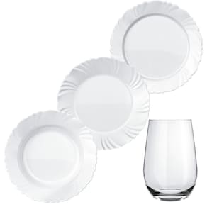 Aparelho De Jantar Opaline Pétala Fundo 24 Peças Branco