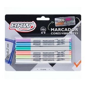 Marcador Cores Vibrantes BRW CA8012 6 Cores 2.0mm
