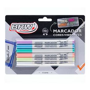 Marcador Cores Vibrantes BRW CA8012 6 Cores 2.0mm