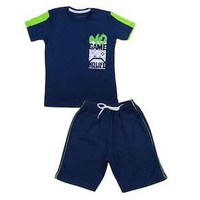Conjunto Menino Camiseta Silk Game Bermuda Moletinho Marinho