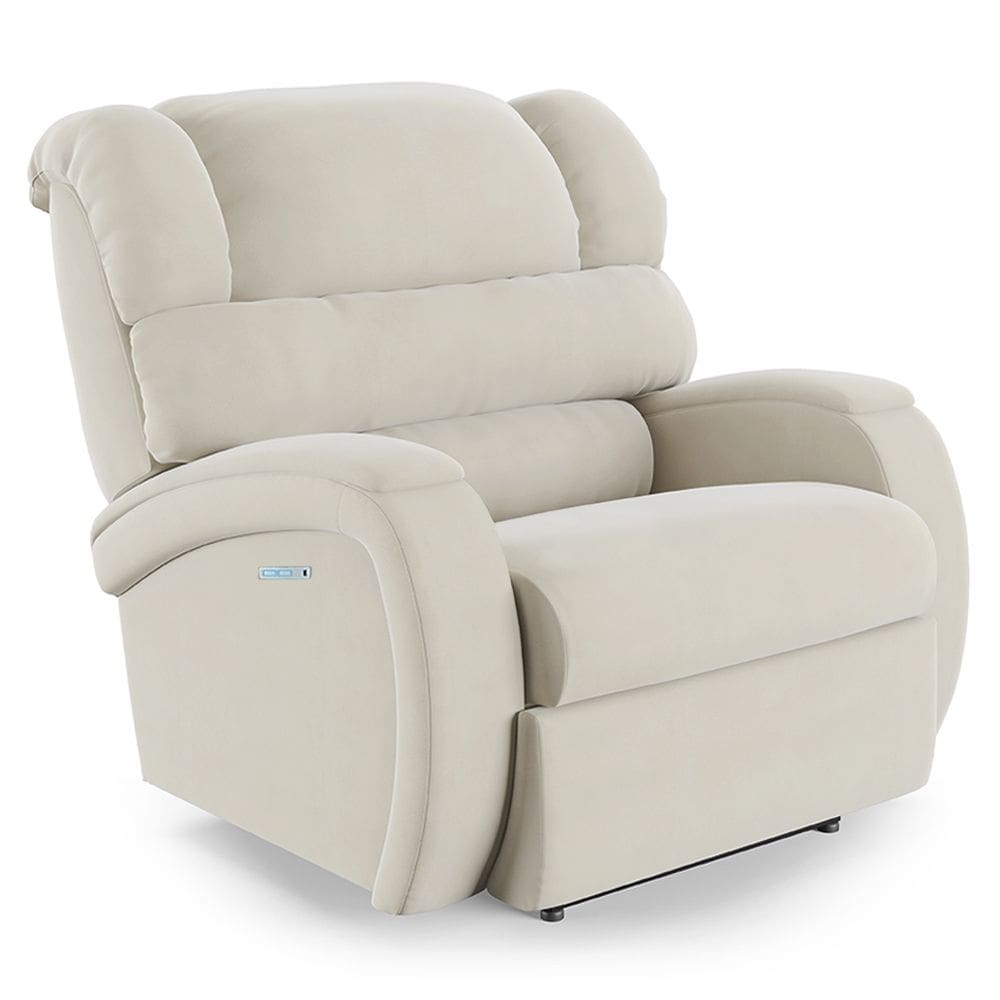 Poltrona do Papai Reclinável Napoli Elétrica Botão LED Massagem Veludo Bege FH1 - D`Rossi