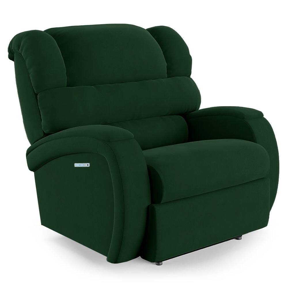 Poltrona do Papai Reclinável Napoli Elétrica Botão LED Massagem Veludo Verde FH1 - D`Rossi