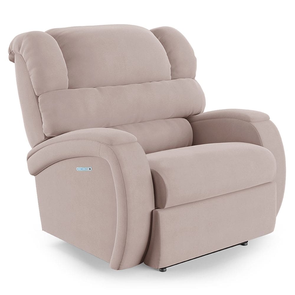 Poltrona do Papai Reclinável Napoli Elétrica Botão LED Massagem Veludo Rosê FH1 - D`Rossi