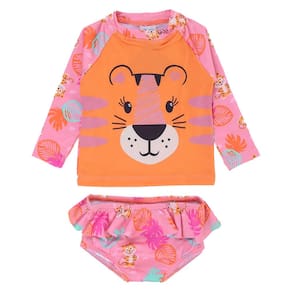 Conjunto Praia Bebê Proteção UV Tigre Coral Everly