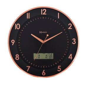 Relógio De Parede Preto E Rosé Termômetro Herweg 6819-309