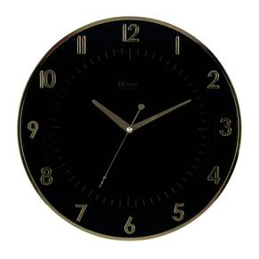 Relógio 6803 Parede 35cm Tic-tac Preto Dourado Ouro Herweg