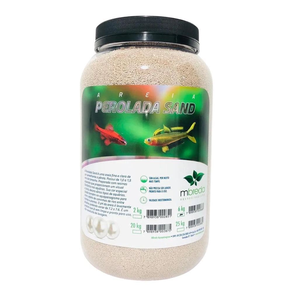 Areia Mbreda Perolada Sand 6Kg - Fina e Clara para Aquários