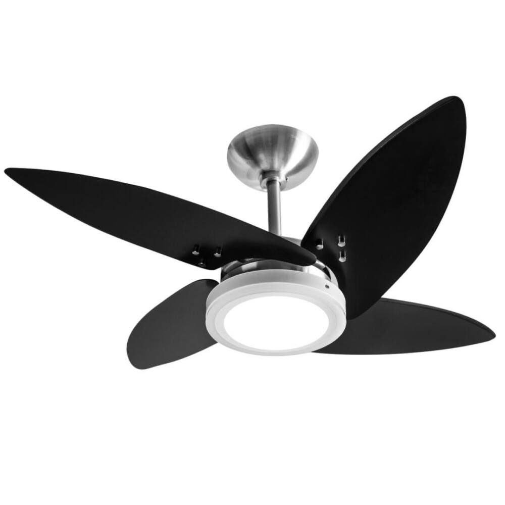 Ventilador LED Roma Escovado 4 Pás Pretas 110V e Controle
